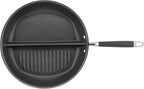 Anolon Advanced Hard Anodized Nonstick Divided Grill / Griddle Pan / Skillet - 12.5 Inch, Gray