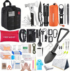 Survival Kit, 252Pcs Survival Gear First Aid Kit with Molle System Compatible Bag and Emergency Tent, Emergency Kit for Earthquake, Outdoor Adventure, Hiking, Hunting, Gifts for Men Women (Black)
