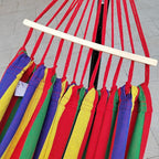 Double Hammock 2 Person Extra Large 220x160cm Total Length 330cm Load 500lb Canvas Cotton Hammock for Patio Porch Garden Backyard Lounging Outdoor and Indoor with Removable Spreader bar