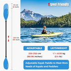 Kayak Paddles with Alloy Shaft and PP Blade, Floating Kayaking Oars, Adjustable 230-250 cm/90-98 Inches, 210-230 cm/82-90 Inches