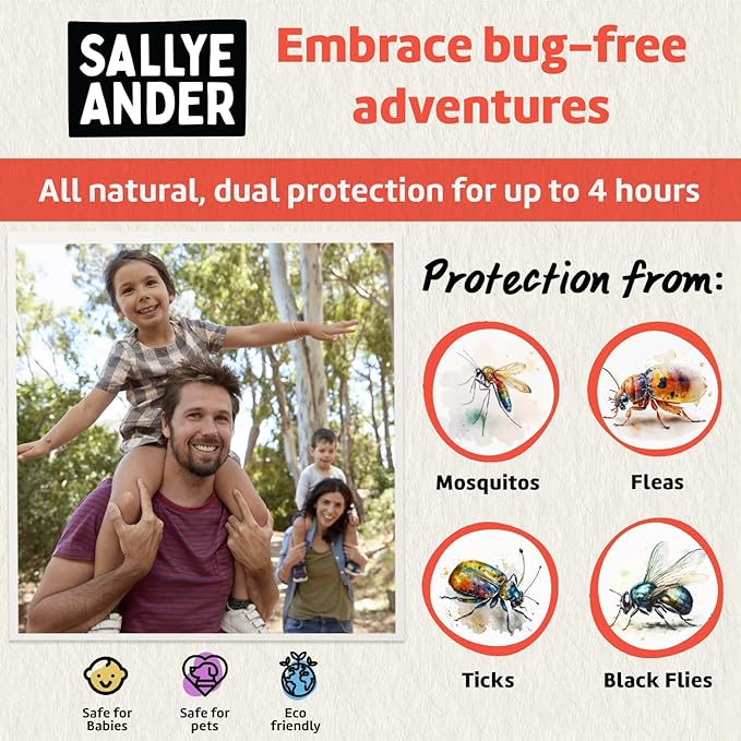 SALLYEANDER No Bite Me All-Natural Bug & Insect Repellent - Anti Itch Cream - 8 oz - Safe for Kids and Infants - Repels Mosquitoes, Black Flies, Fleas, and Ticks