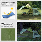 Night Cat Instant Cabin Tent with Canopy Tarp 3 Persons Waterproof Pop Up Tent for Family Camping 2 in 1 Canopy Tent with Porch Automatic Easy Set Up Outdoor
