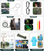 Survival Kit, 262Pcs Survival Gear and Supplies with First Aid Kit Pouch and Crossbody Bag, Emergency Kit with Tent, Camping Axe Hammer, Survival Shovel w/Pick, Bug Out Bag Gifts for Men Women