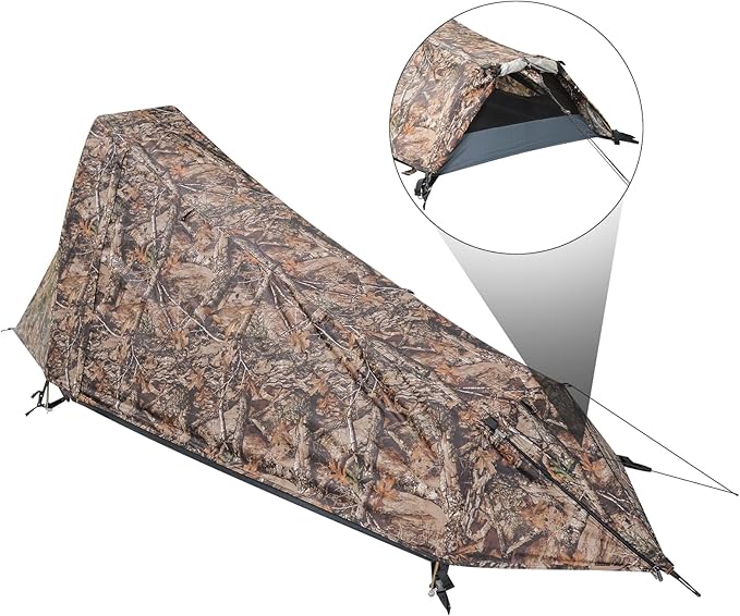 GEERTOP Ultralight Bivy Tent for 1 Person 3 Season Waterproof Single Person Backpacking Tent for Camping Hiking Backpack Travel Outdoor Survival Gear