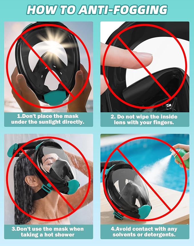 Mask Fins Snorkeling Gear for Adults, Full Face Snorkel Mask & Adjustable Swim Fins Snorkel Set, Panoramic View Snorkel Mask Dry Top Anti-Fog Anti-Leak