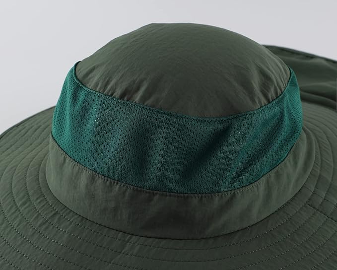 Home Prefer Outdoor UPF50+ Mesh Sun Hat Wide Brim Fishing Hat with Neck Flap Sun Hat for Men Women