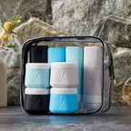 INSFIT 8 Pack Silicone Travel Bottles & Cream Jars with Toiletry Bag, 3oz Leakproof Containers & 2oz Jars with Waterproof Labels, BPA-Free Squeezable Toiletries Set for Shampoo, Lotion, Cosmetics