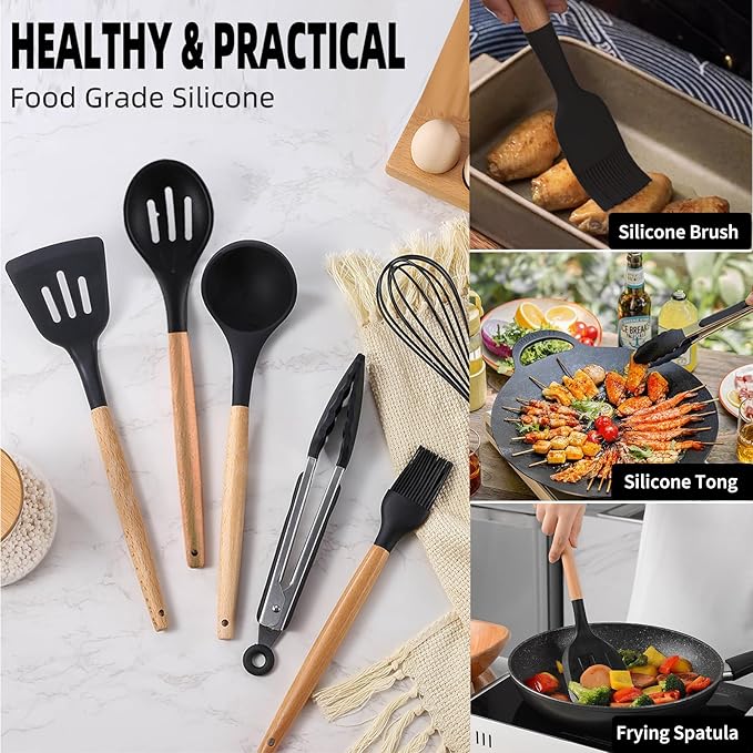 Silicone Camping Cooking Set Car Camping Essentials Cooking Kitchen Set, RV Camping Cookware Must Haves Gifts Camping Cooking Essentials, Camp Cooking Set for Travel Hiking Picnic