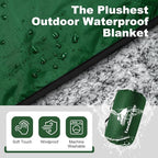 Sherpa Warm Outdoor Camping Blanket - Waterproof Stadium Blanket for Cold Weather, Camp, Sports Mom and Concert - Camping Quilt 80" X 58" (Green)