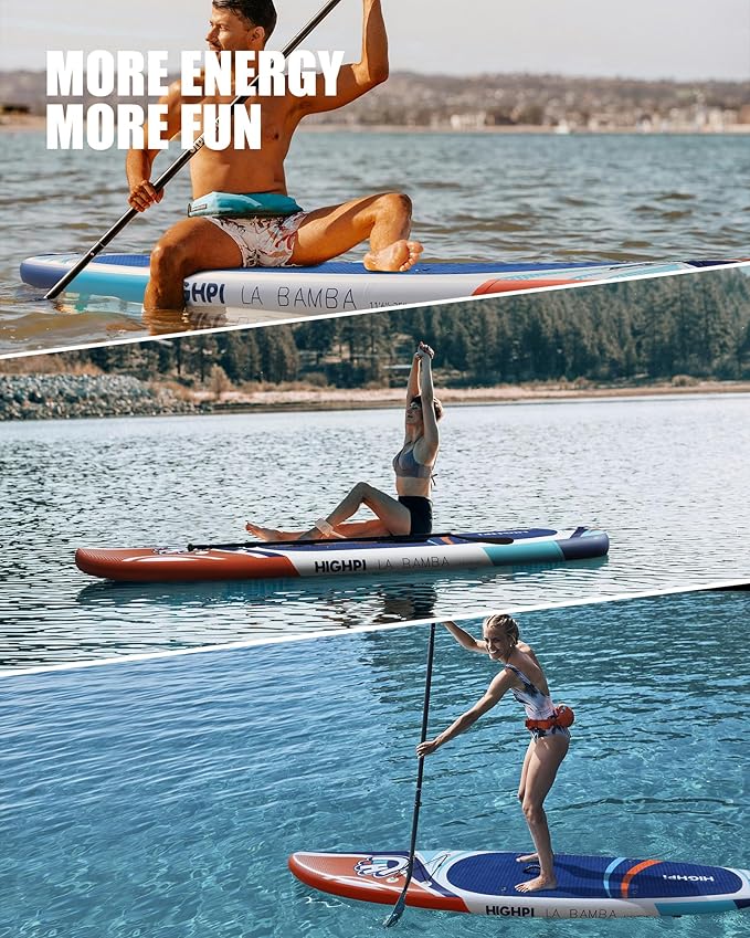 Highpi Inflatable Stand Up Paddle Board for Youth and Adults – Wide Sup with Premium Accessories, Blow Up Paddleboard for Surfing, Fishing, Yoga & More