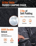 KingCamp Oversized XL Camping Chair, Heavy Duty 500lbs Folding Couch for Adults, Padded Large Comfortable Sofa Seat with Cooler Bag Cup Holder for Outdoor Sports Fishing Patio Lawn, Lava/Grey