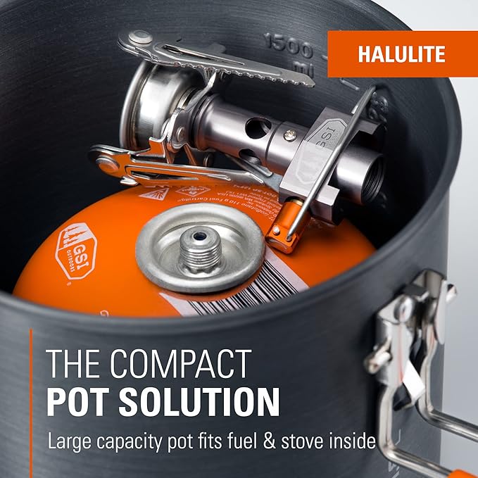 GSI Outdoors Halulite Boiler Ultralight Hard-Anodized Pot with Folding Handle, Fast-Heating Camping Cookware for Backpacking, Hiking & Outdoor Cooking