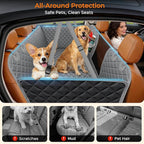 URPOWER Backseat Extender for Dogs - Hard Bottom Dog Car Seat Cover for Back Seat, Dog Hammock for Car and SUV, Pet Rear Seat Protector Dogs Travel Bed with Mesh Window & Side Flaps