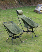 iClimb Ultralight Compact Camping Folding Beach Chair with Anti-Sinking Large Feet (Green - Triangular Frame High Back - 2PC)