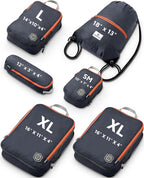 Extra Large Compression Packing Cube 6 Piece Set for Travel and Check Luggage by TRIPPED Travel Gear