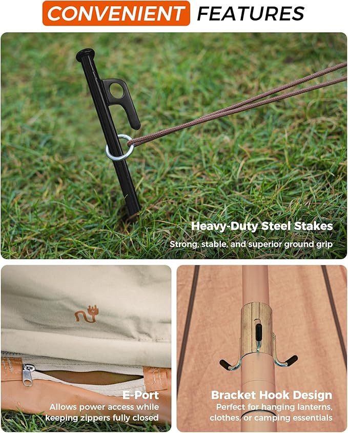 KingCamp Canvas Bell Yurt Tents, 4 Seasons Large Waterproof & Windproof Luxury Glamping Tent w/Stove Jack for Family Outdoor Camping, Hunting, Parties