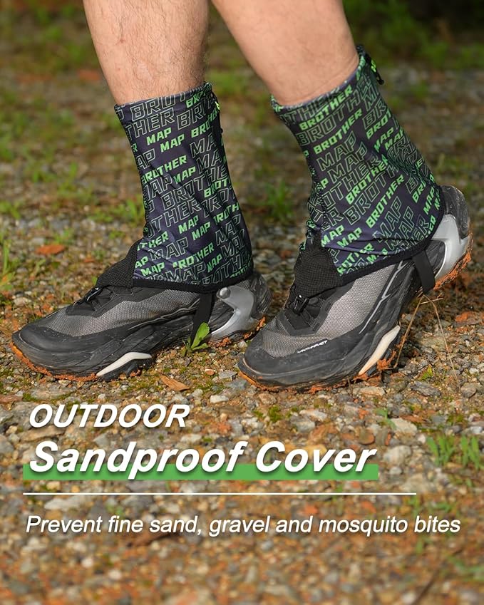 Trail Gaiters, Waterproof Low Shoe Protectors, Adjustable Boots Gators for Hiking & Running - Prevents Debris in Shoes