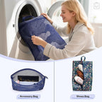 Veken 9/11 Set Compression Packing Cubes for Travel Essentials,Compressible Expandable Large Luggage Suitcase Organizer Bags for Clothing,Durable Space Saver Storage Bags(Dark Blue Floral)