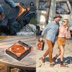 MORECORE 10000mAh 11inch Solar Camping Fan with Dual Charging, 4 Speeds & 3 Light Levels, 36H Run Time, Timer & 90° Adjustable, Portable Quiet Desk Fan for Hiking, Hurricane, Outages, Fishing-Orange
