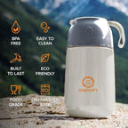 ENERGIFY Vacuum Insulated Food Jar. Large 24oz Bowl incl. Folding Spoon, Cup. Wide Mouth Keep Hot & Cold Drinks Soup Lunch Container for Adults. BPA-Free Stainless Steel, Leak Proof, Cream