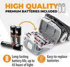 Foxelli LED Headlamp Flashlight for Adults & Kids, Running, Camping, Hiking Head Lamp with White & Red Light, Comfortable Headband, Lightweight & Waterproof, 3 AAA Batteries