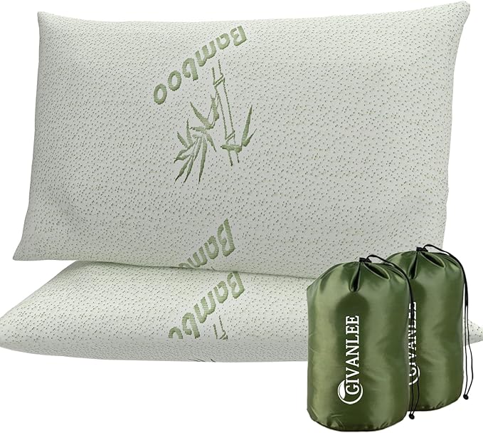 Camping Pillow for Sleeping 2 Pack,Travel Pillow Compact Filled in Shredded Memory Foam,Portable with Storage Bag,Soft Cover,Small Pillow for Camp Backpacking Hiking Gear&Accessories