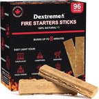 Dextreme Fire Starters Sticks 96 Pcs - Fire Starter for Campfire, Charcoal, BBQ, Grill Pit, Fireplace, Camping, Wood & Pellet Stove- 8 Minutes Burning Time - All weather, Odorless, Natural Firestarter