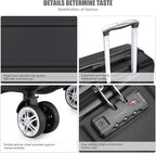 Kono 24 Inch Luggage Suitcase Lightweight with Spinner Wheels TSA Lock Hardside Medium Checked Luggage Durable Rolling Suitcase Black