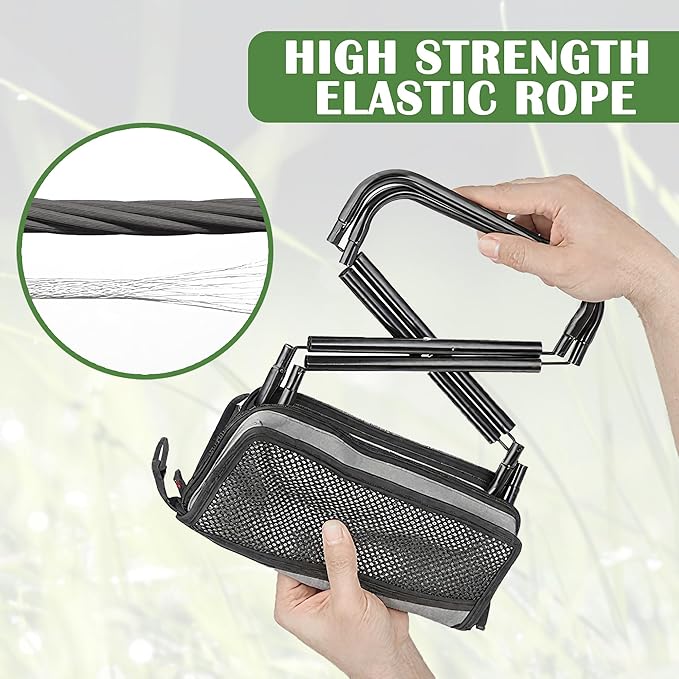 Camping Stool Pocket Chair, Lightweight Portable Stool with Shoulder Strap, Capacity 220lbs for Adults Outdoor Hiking Fishing Travel-Large Grey