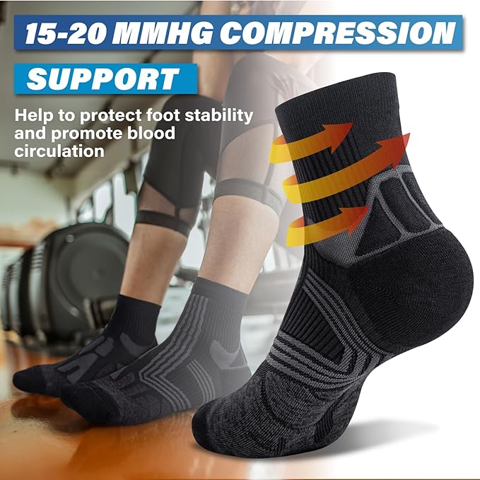 Hylaea Quarter Athletic Running Socks No Blister, Cushion Moisture Wicking Socks for Cycling Sport