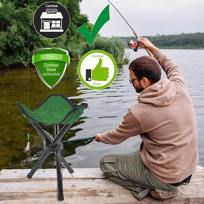 Travel Folding Camping Stool, (Sol·d by→Cenbee) Use Height 14" and Max Weight 300 lbs Outdoor Portable Party Chair Fishing Chair Seat for Camping Fishing Hiking Gardening and Beach Painting