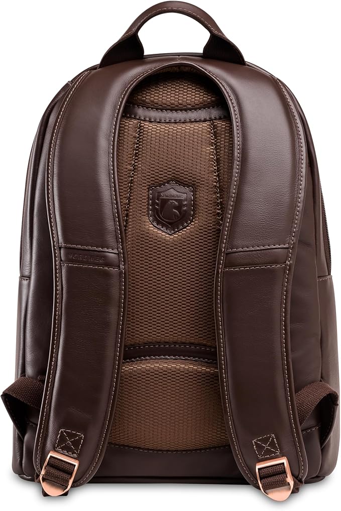 Nordweg Leather Laptop Backpack NW074B – Lightweight Daypack for Work, Travel & College – Fits Laptops up to 15.6” (Brown)