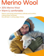 Merino Wool Gloves for Women Men, Touch Screen Warm Glove Liners Thermal Soft Knit Lining for Winter Running Hiking