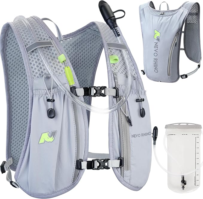 N NEVO RHINO Running Vest,Hydration Vest 5L with 1.5L Water Bladder,Lightweight Hydration Pack Water Backpack for Hiking Race