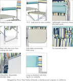 PICNIC TIME Sports Chair with Side Table, Outdoor Foldable Padded Adult Camping Chairs with Cup and Accessory Panel for Lawn, Beach, & Sports Use for Adults, 300-lbs Capacity, (St. Tropez Collection)