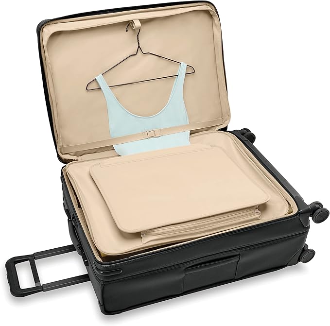 Briggs & Riley 29" Large Expandable Spinner - Checked Luggage for Travel, Suitcases with Wheels, Softside Rolling Bag for Men & Women, Self-Repairing Zipper - Baseline Collection, Black