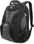 SwissGear 1900 ScanSmart 17” Laptop Backpack Grey/Black – Reflective Tech Backpack with ScanSmart Compartment – Multiple Organizer Pockets & RFID Scan Blocking Technology