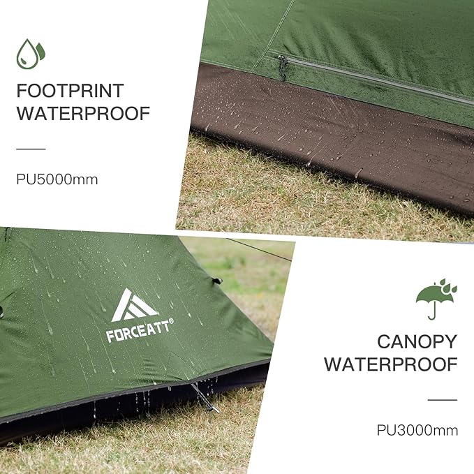 Forceatt Camping Tent 2 Person, Backpacking Tent Waterproof & Windproof, Ultralight Instant Tent with Rain Fly for Camping, Hiking, Outdoor