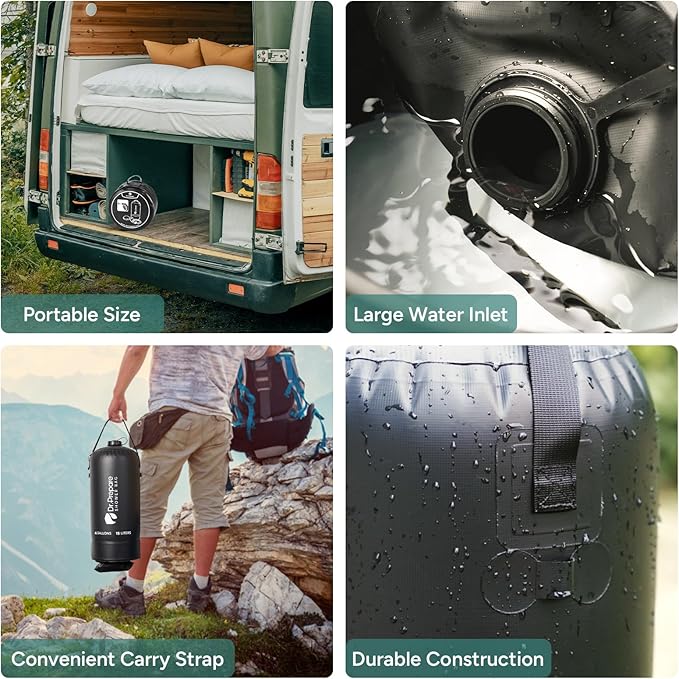 DR.PREPARE Portable Shower for Camping, 4/5 Gallons Camping Shower Bag, Portable Outdoor Shower with Pump for Hiking, Climbing, Pet Cleaning, Car Washing, Beach & Emergency