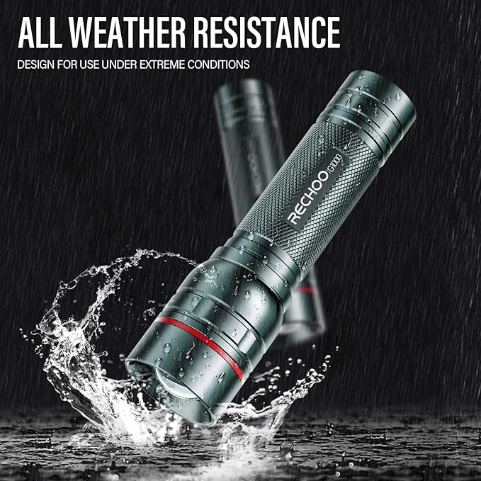 Rechargeable Flashlights High Lumens, G1000 Super Bright Flash Light 2 Pack, Small Zoomable LED Flashlight with 3 Lighting Modes, Portable Flashlight for Camping Essentials (Battery Included)-Grey