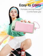 TG90° 2 Pack Slim 10000mAh Power Bank Built-in Foldable AC Wall Plug and Cables,Ultra Compact Cell Phone Charger,Pocket Size USB C Portable Charger Compatible with iPhone Samsung,Black & Pink