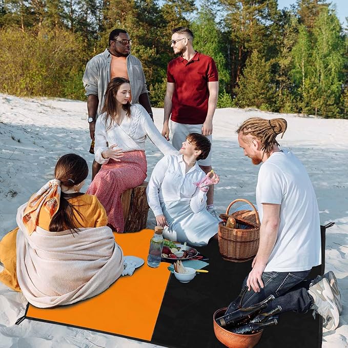 Frelaxy Pocket Picnic Blanket, Waterproof Sandproof Beach Mat, Compact Camping Tarp for Festivals, Hiking, Travel, Outdoor Recreation