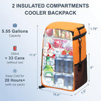 Backpack Cooler Insulated Leak Proof 33/49 Cans, 2 Insulated Compartments Thermal Bag, Portable Lightweight Beach Travel Camping Lunch Backpack for Men and Women