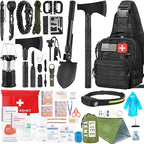 Survival Kit, 268 Pcs Emergency Survival Gear and Equipment Supplies with First Aid Kit, Camping Axe, Headlamp, Tent, Crossbody Bag for Camping Hiking, Hunting, Car, Gift for Christmas Men, Dads, Him