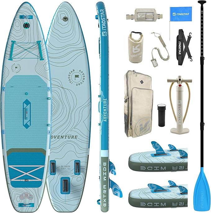 Adventure 12’×35"/39" Extra Wide Paddle Board, One-Stop Premium SUP Board Accessories, Tailored 5 Fins, Stable Inflatable Stand Up Paddle Boards for Youth/Adults of All Skill Levels