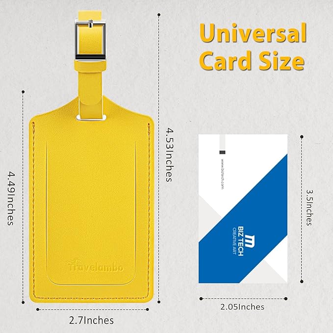 Travelambo 12 Pack Luggage Tags for Suitcases Privacy Protection Bag Tags Faux Leather Travel Accessories Essential, Energetic Yellow