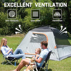 Happy Travel Camping Tent, 4/6 Person Dome Tents for Camping with Rainfly, Waterproof Clip Easy Setup Portable Family Tent with Mesh Windows, 20% More Headroom Backpacking Tents for Camping & Hiking