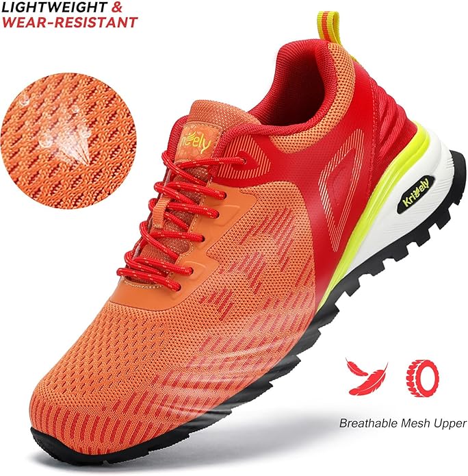 Kricely Men's Trail Running Shoes Non Slip Hiking Shoes Tennis Shoes Fashion Sneakers Workout Footwear
