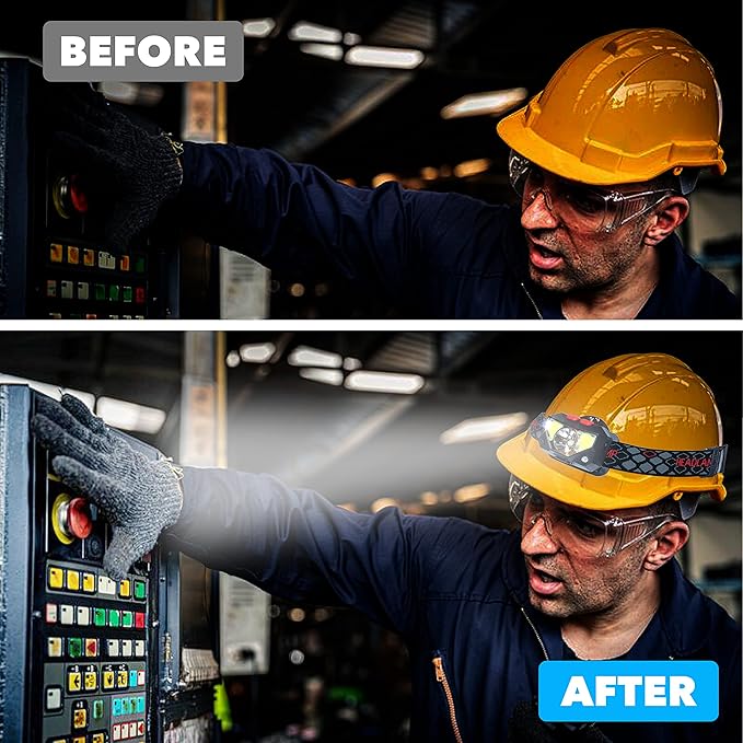 Skywin Hard Hat Light, Headlamp Rechargeable,2 Pack Lightweight USB, XPG+COB 3 LED 200 Lumen Camping Helmet Light for Adults with Red Light IP44 Waterproof