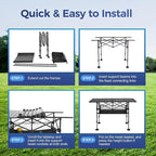 ALPHA CAMP Camping Table Outdoor Portable Table with Storage Adjustable Aluminum Table for Grill Travel Table Outdoor Picnic,Beach,BBQ,Backyards